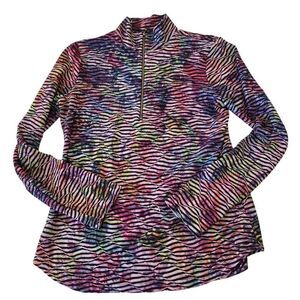 SNO SKINS Womens Long Sleeve Quarter Zip Athletic Pullover Top Multicolor Medium